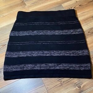 Y2K Rock & Republic knit bandage sweater mini skirt silver metallic stripe Large